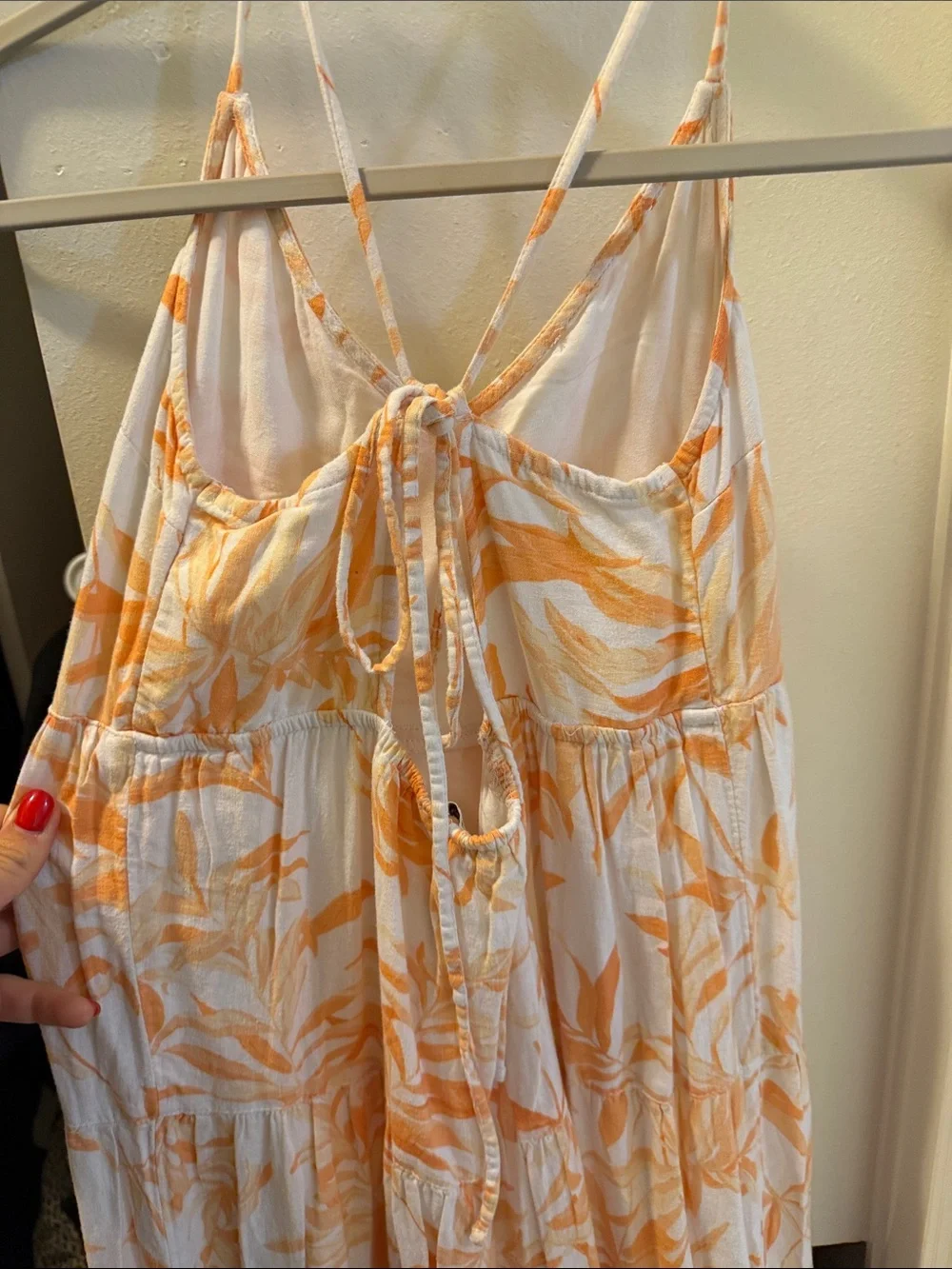 Abercrombie and Fitch XS White Maxi Dress with Orange Floral Print